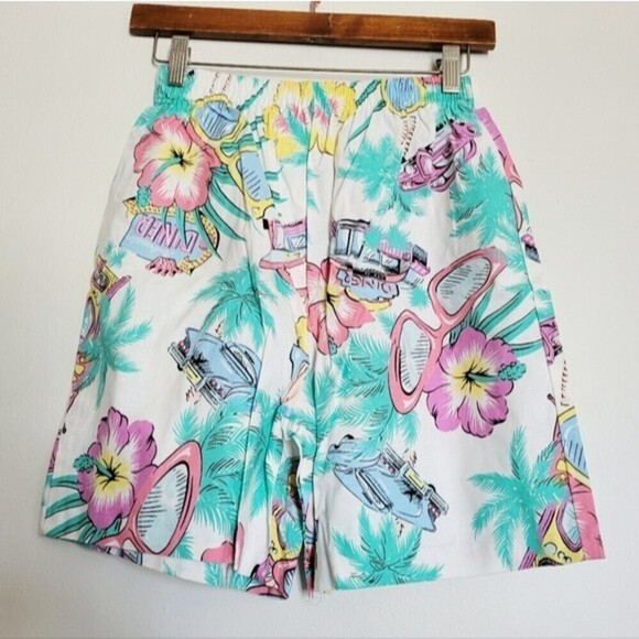 Pants - Vintage Jerry Leigh California Floral Tropical Print Casual Shorts Size S 90s